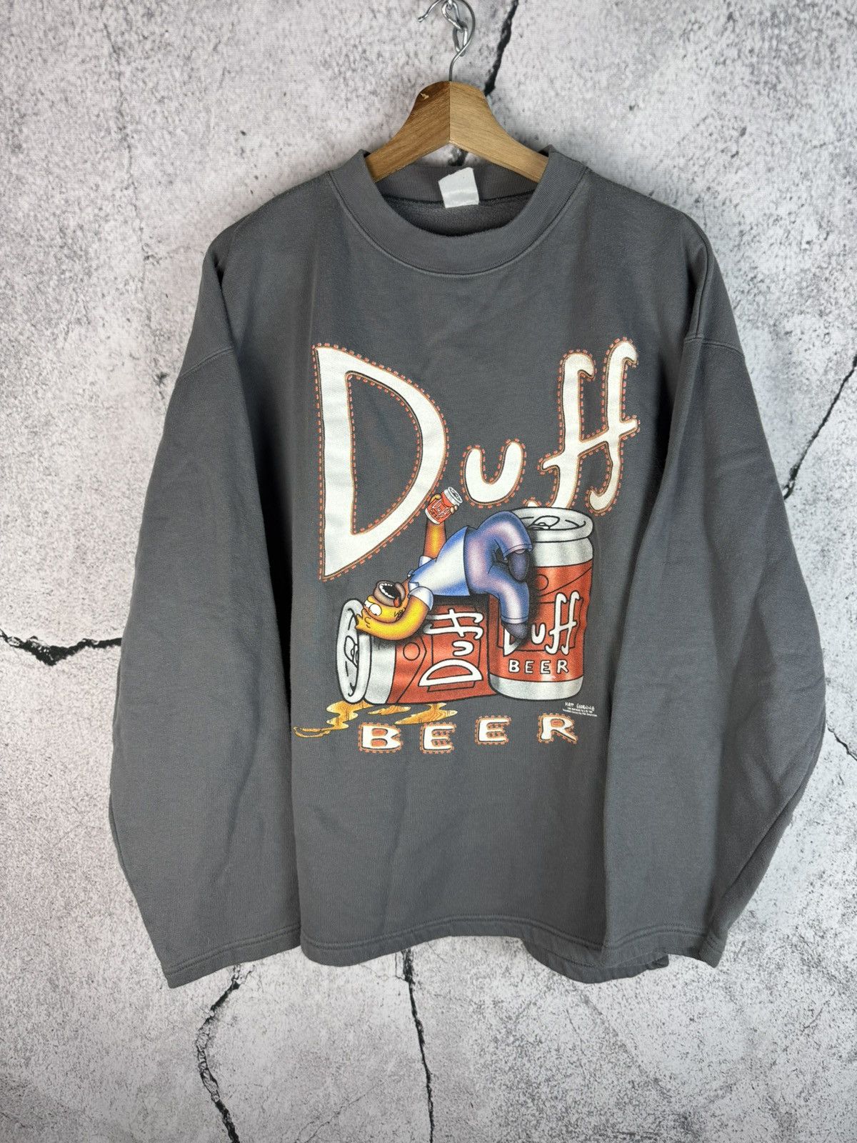 The Simpsons Vintage 90s The Simpsons Homer Duff Beer Sweatshirts Size US XL / EU 56 / 4 - 1 Thumbnail