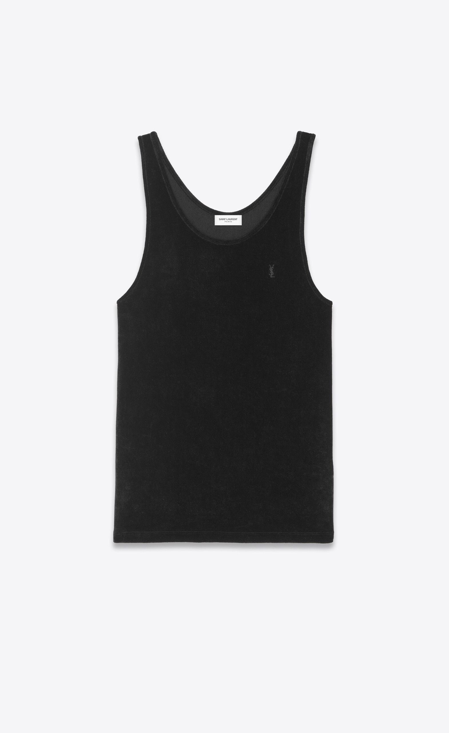 Saint Laurent Paris o1b1hav110125 Cassandre Tank Top in Velvet in Black Size US XL / EU 56 / 4 - 1 Thumbnail