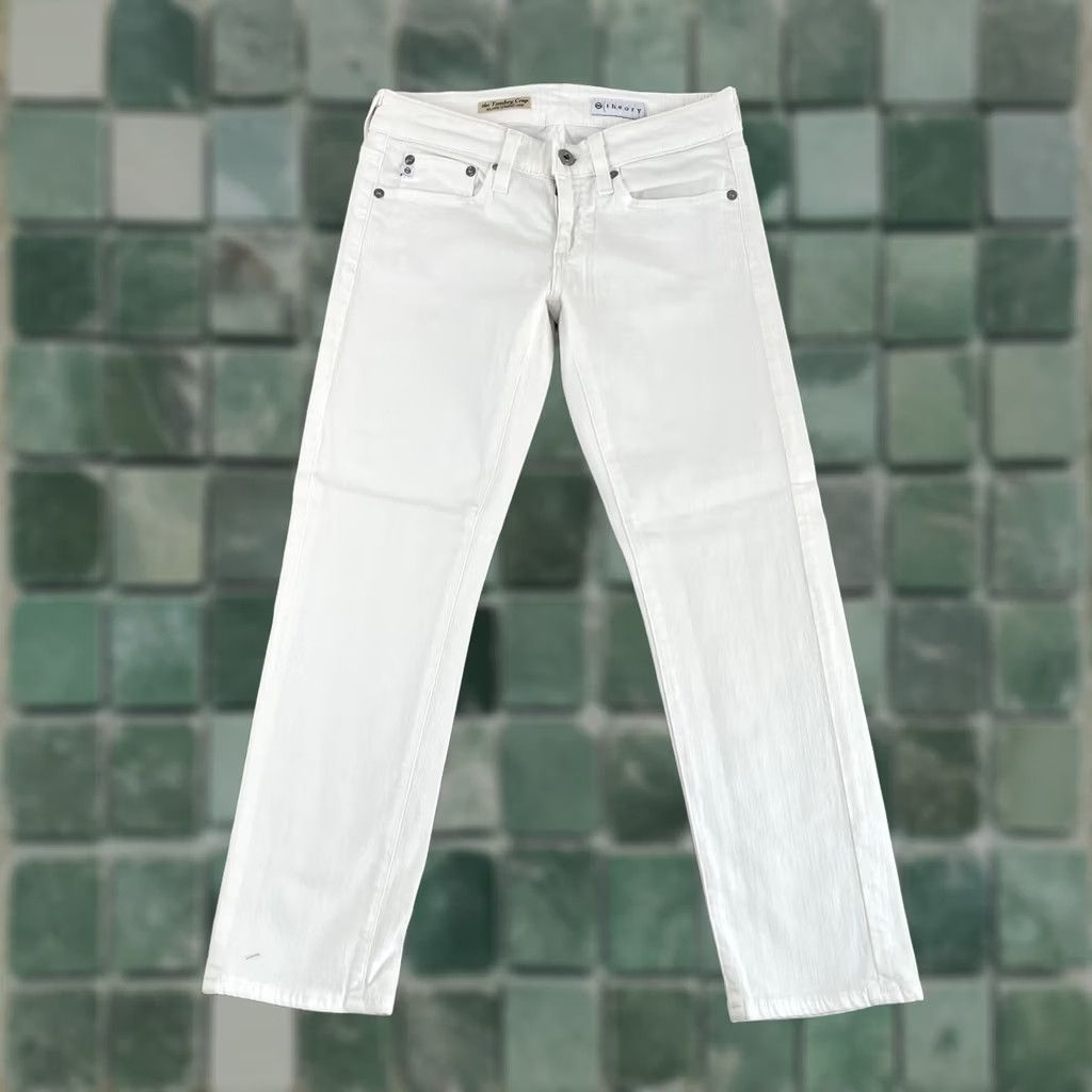 Theory AG Adriano Goldschmied x Theory Jeans Women 23R Cropped Tomboy Crop White Denim Slim 26x25 5-Pocket Size 40" / US 18 - 1 Thumbnail