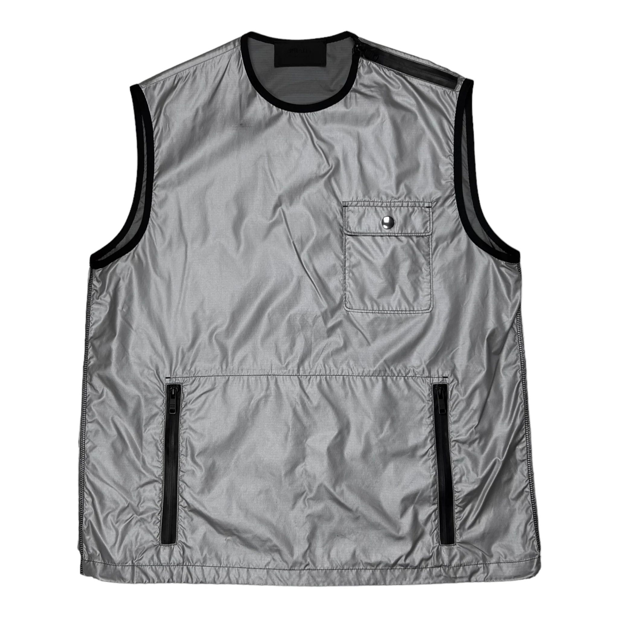 image of Prada Technical Synthetic Vest - Aw16 in Silver, Men's (Size Medium)