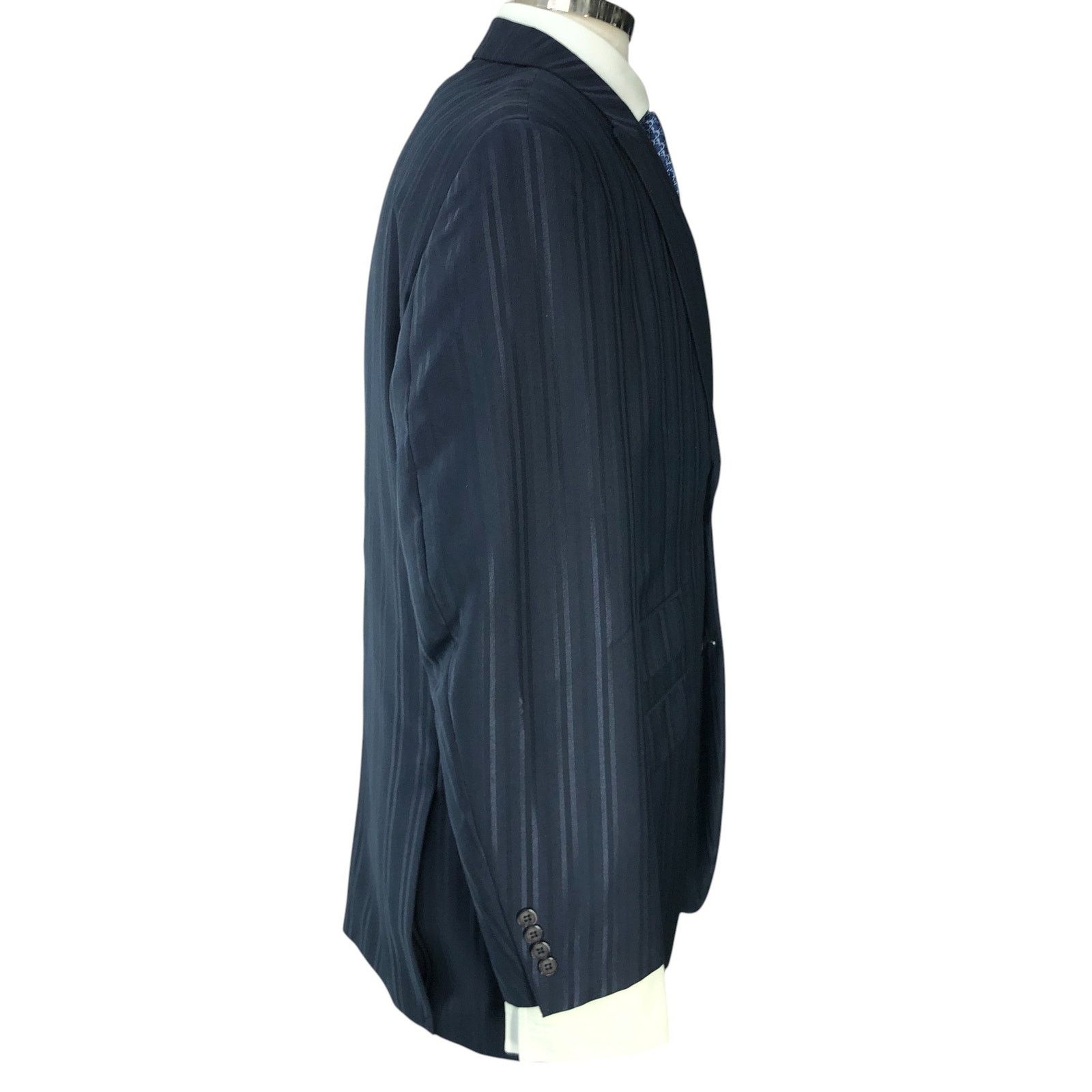 Stacy Adams Stacy Adams Size 40R Suit Three 3 Piece Drop 4 Blue Striped Size 40R - 9 Thumbnail