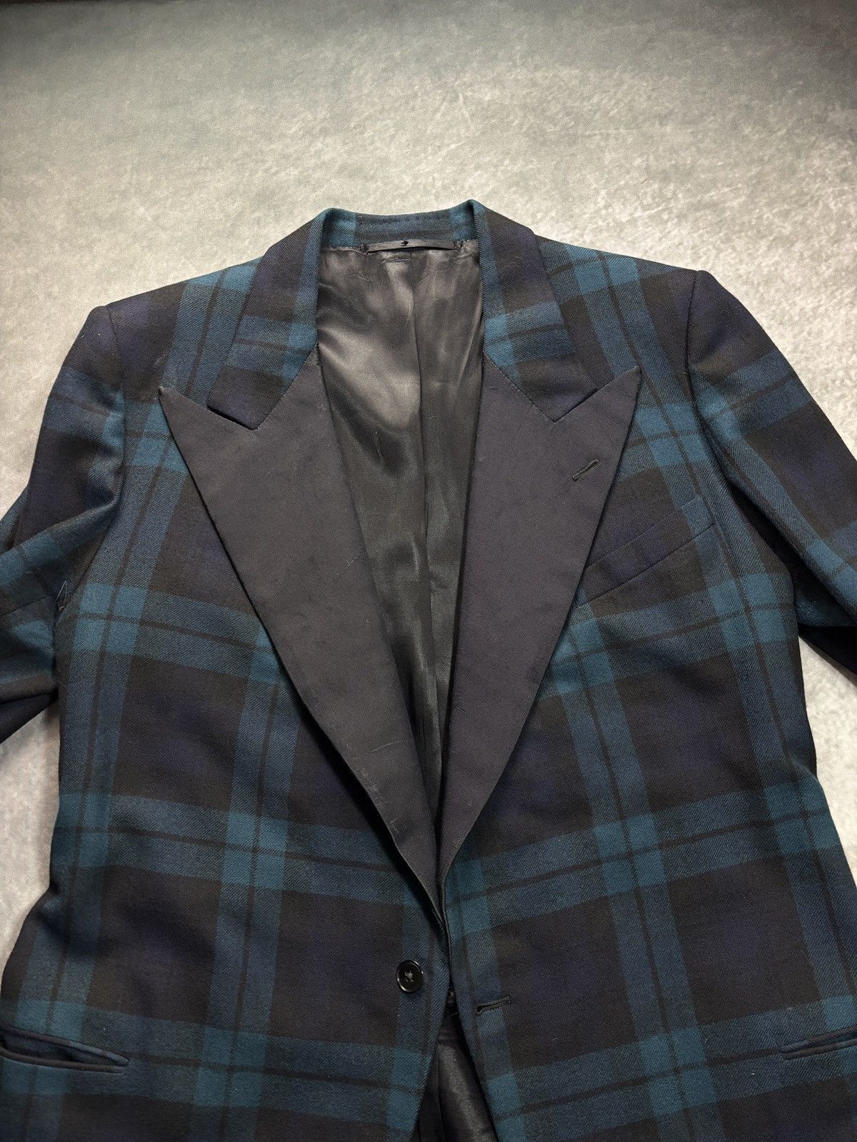 Vintage 1950s Plaid Blazer True Vintage Suit Jacket Wool 1940s Green Size 40R - 3 Thumbnail