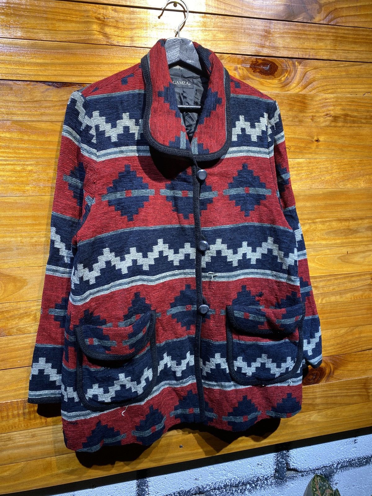 Japanese Brand Vintage GAMZA Southwestern Knit Jacket Geometric Pattern Size M / US 6-8 / IT 42-44 - 5 Thumbnail