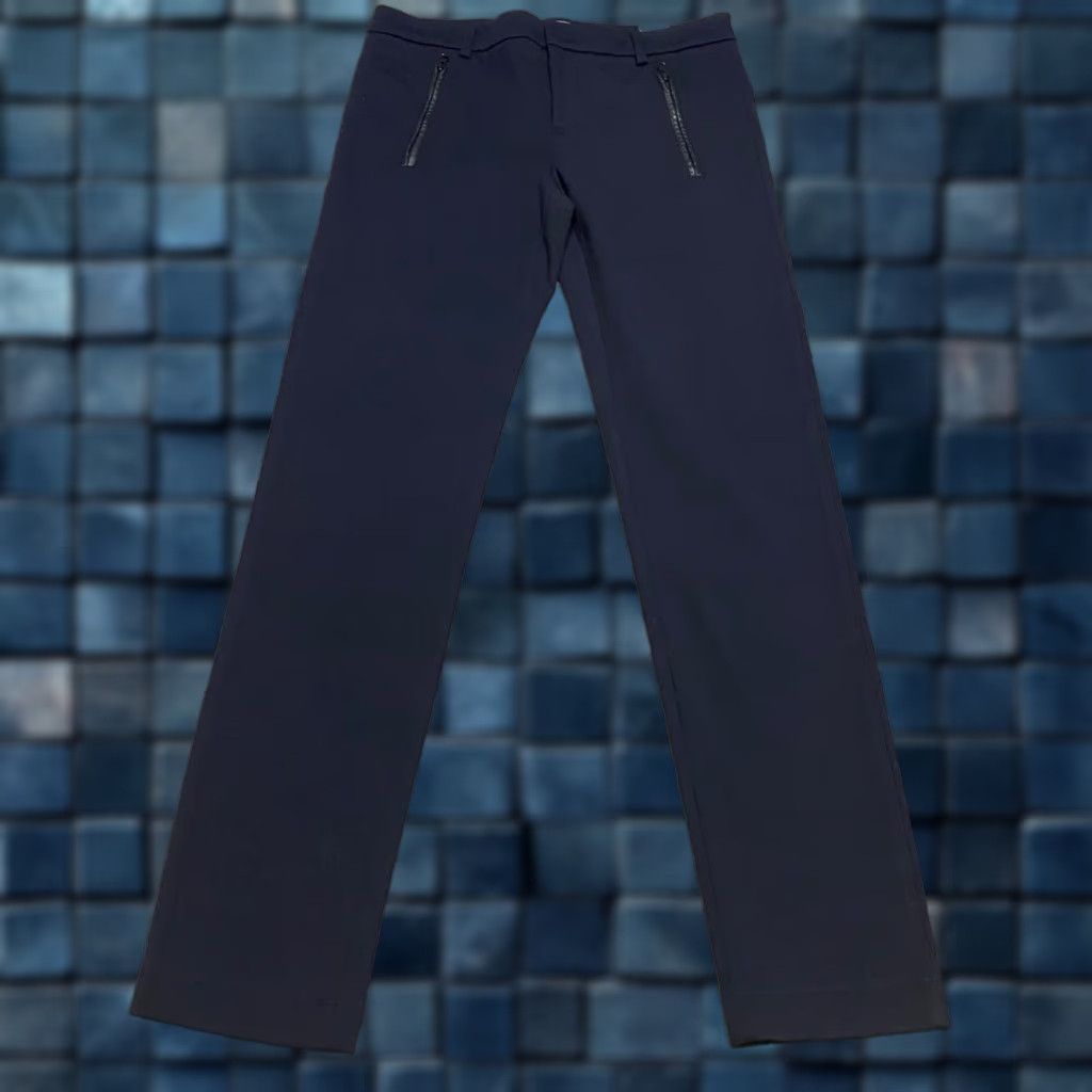 Vince Vince Pants Women's 6 Navy Blue Skinny Zip Pockets Faux Leather Trim Dress Pants Size 28" / US 6 / IT 42 - 1 Thumbnail
