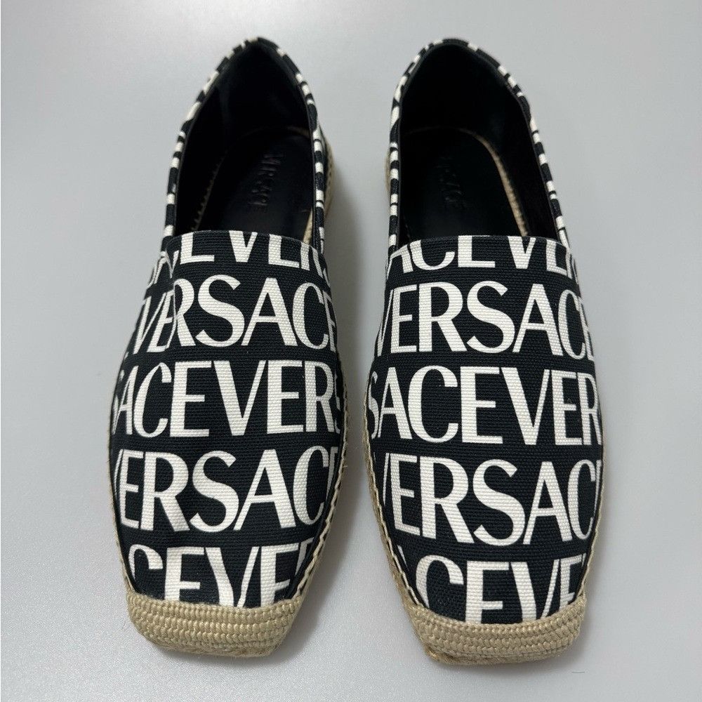 Versace Versace Logo Print Espadrilles Shoes Black White Men’s EU 45 Size US 12 / EU 45 - 2 Thumbnail
