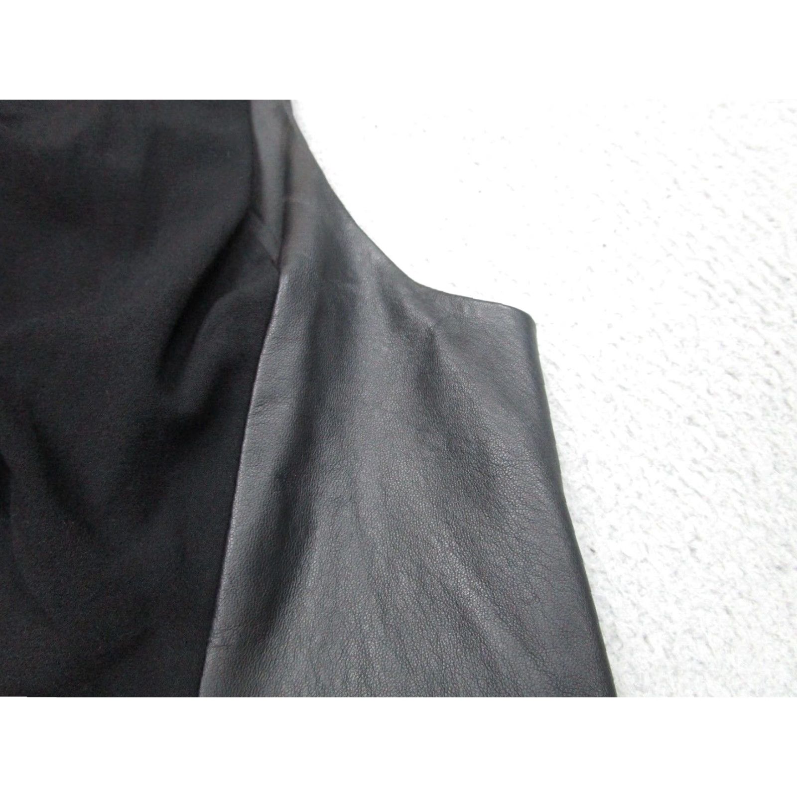 HELMUT LANG Womens Black Leather Mini Dress Gothic Punk Style Sleeveless
