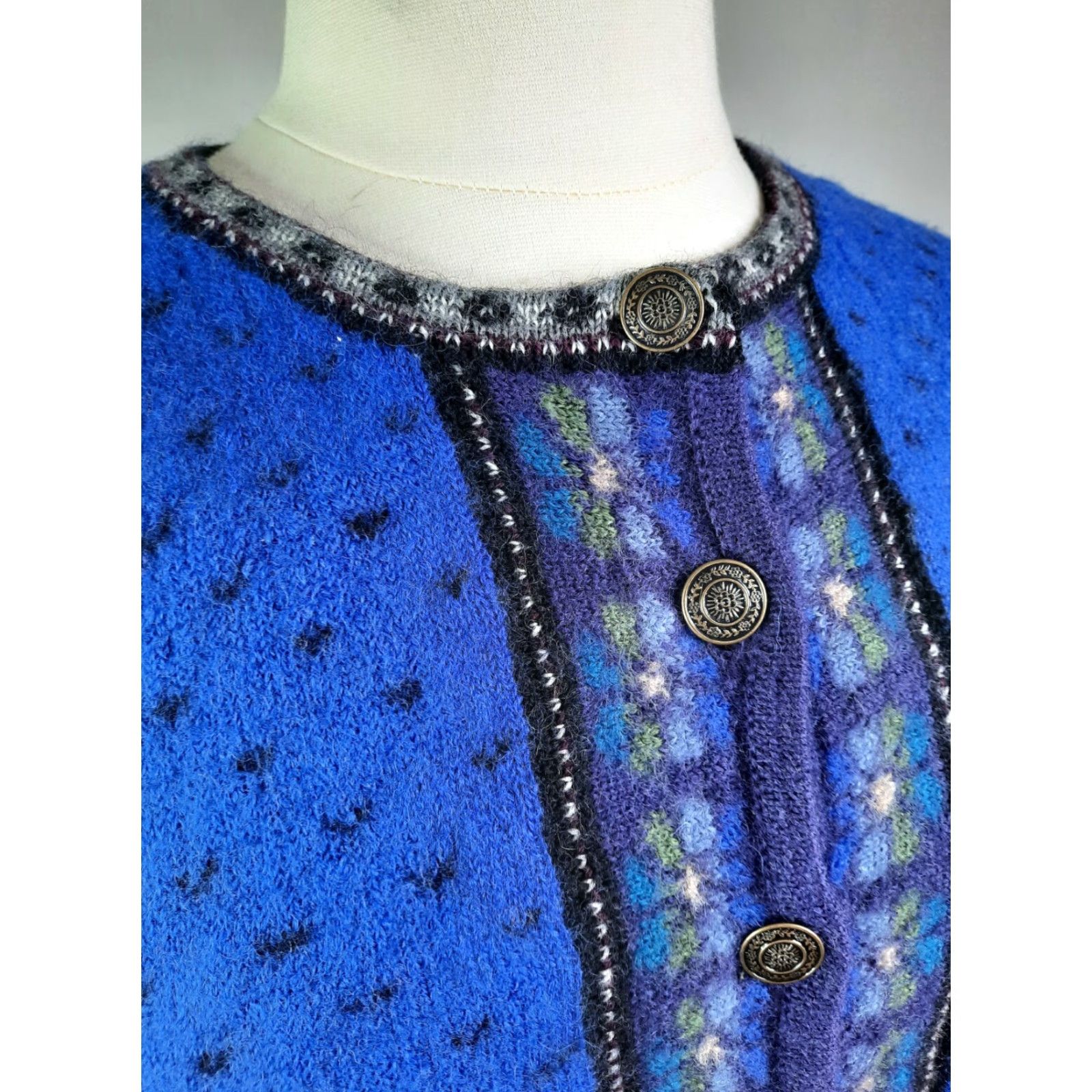 Vintage VINTAGE E ally-iho Cardigan Sweater Wool Button Up Women's L Blue 100% Wool Pollak S2 Size L / US 10 / IT 46 - 4 Thumbnail