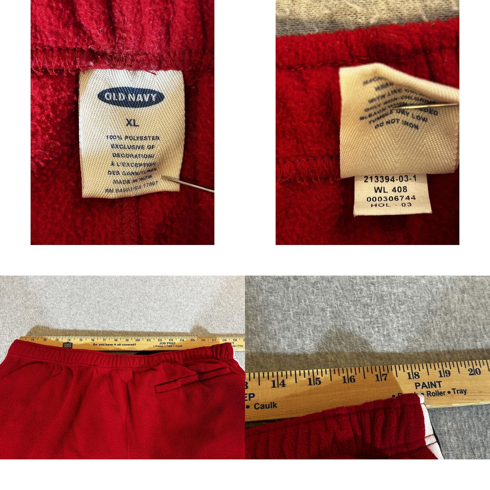 Old Navy Baggy Sweatpants Mens XL Red Fleece Track Pants Wide Leg Vintage Y2K Streetwear Size US 36 / EU 52 - 8 Thumbnail