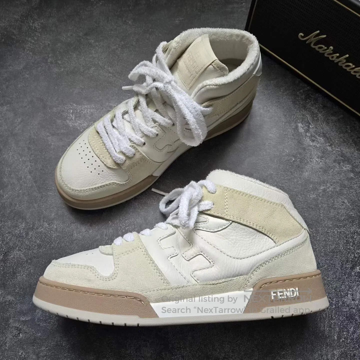 Fendi FENDI White and Brown High-Top Skate Shoes| Size US 10.5 / IT 40.5 - 4 Thumbnail
