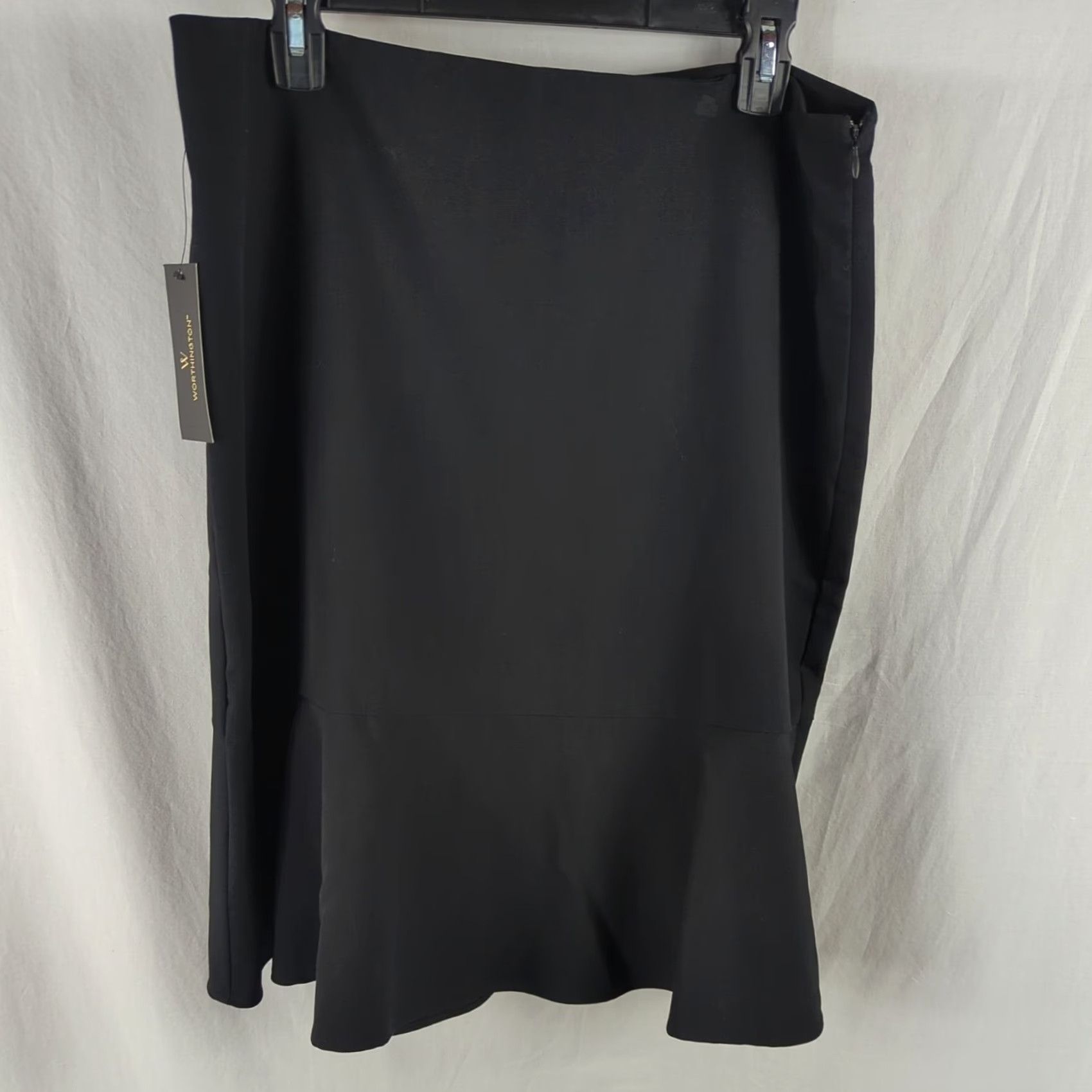 Vintage Womens Skirt Black Ruffle Bottom Size 16 Worthington Knee Length Regular Zip Office Business Womens Size 38" / US 16 / IT 52 - 4 Thumbnail