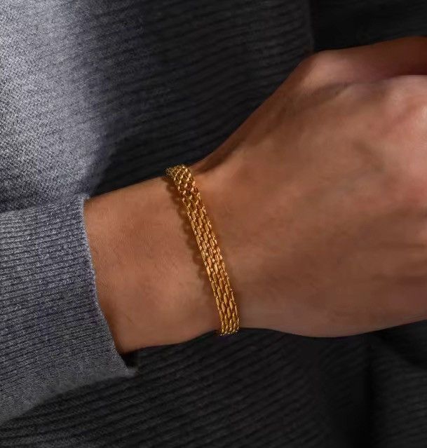 Jewelry 19 Cm 6Mm Unisex Chain Bracelets in Gold, Men's