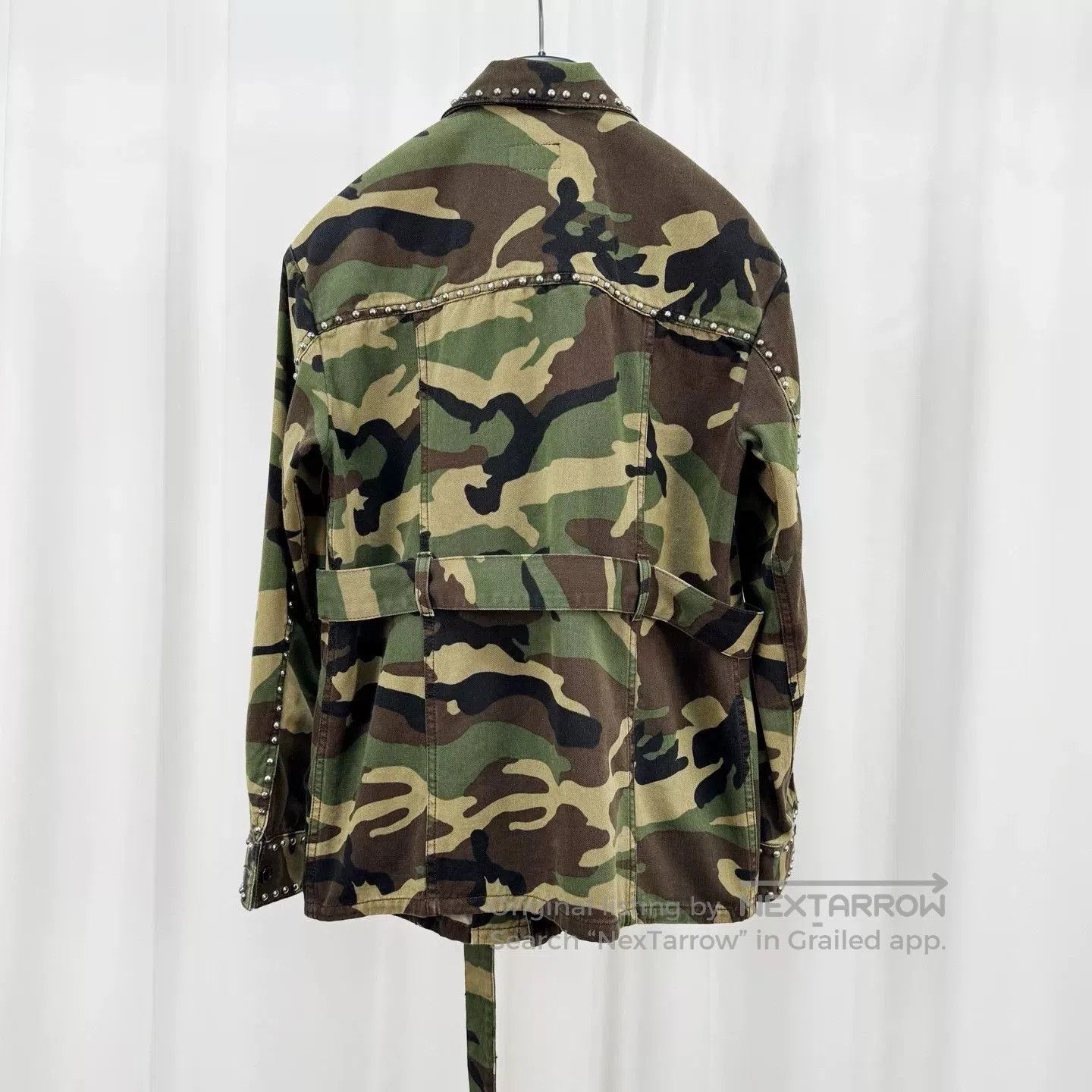 Saint Laurent Paris camo studded belted jacket by saint laurent. Size S / US 4 / IT 40 - 2 Thumbnail