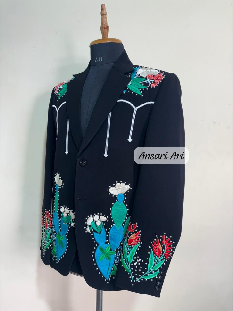 Other Men 2PC Customized Cactus embroidery western Nudie outfit Size 46S - 4 Thumbnail