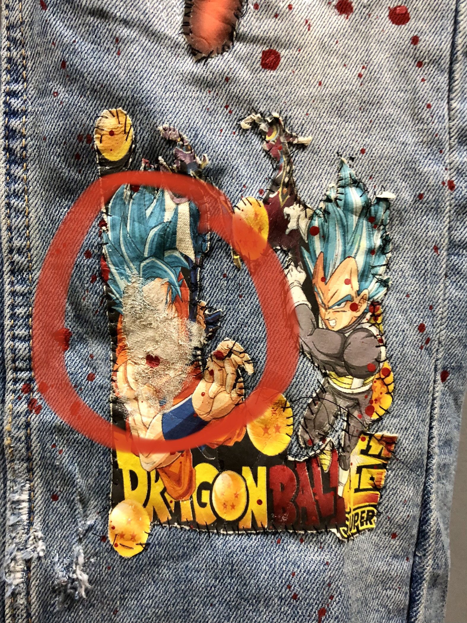Anime Dragon Ball Z Distressed Jeans Custom Handmade By Pop Up LA Size US 32 / EU 48 - 9 Thumbnail