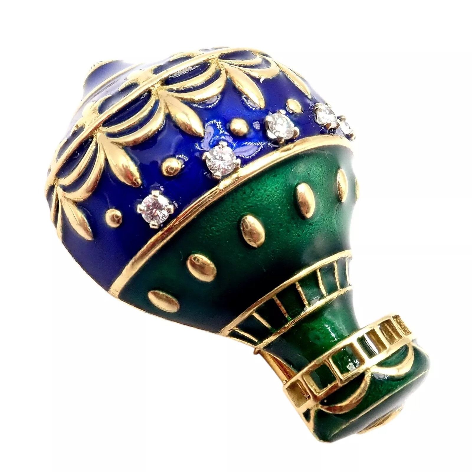 Dior Dior 18k Yellow Gold Diamond Enamel Jules Verne Pin Brooch Size ONE SIZE - 15 Thumbnail