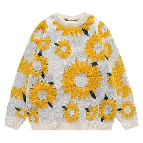 Aran Isles Knitwear × Japanese Brand Winter Sunflower Oversize Thick Knitted Sweater Size US XL / EU 56 / 4 - 1 Thumbnail