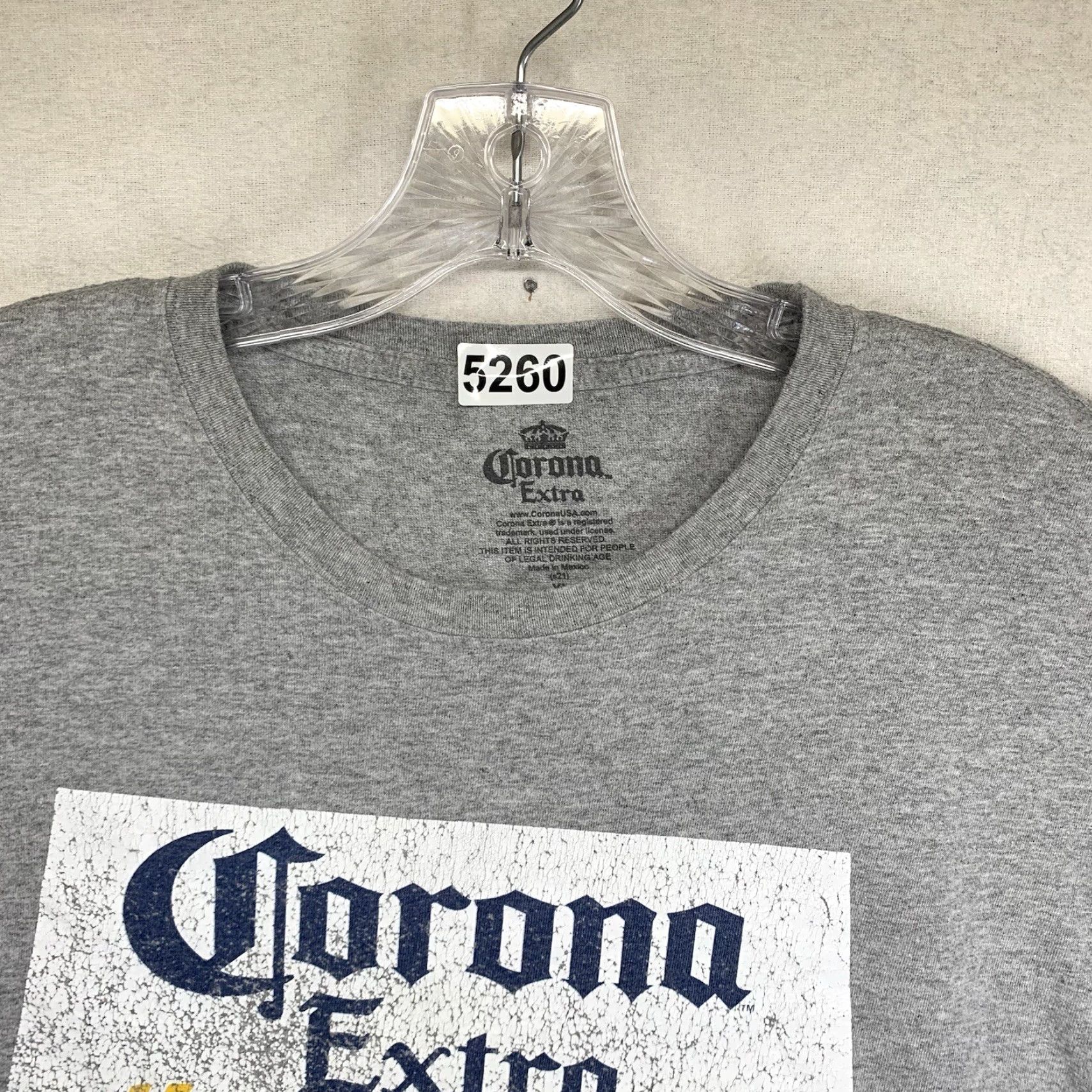 Vintage Corona Extra Men's T-Shirt Large Gray Beer Logo Graphic Print Casual Short Sleeve Size US L / EU 52-54 / 3 - 4 Thumbnail