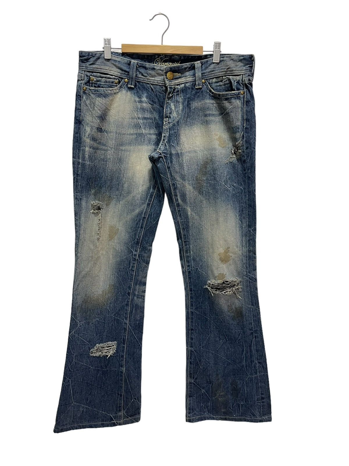 Vanquish Gold Destroyed Flare Bootcut Distressed Vintage