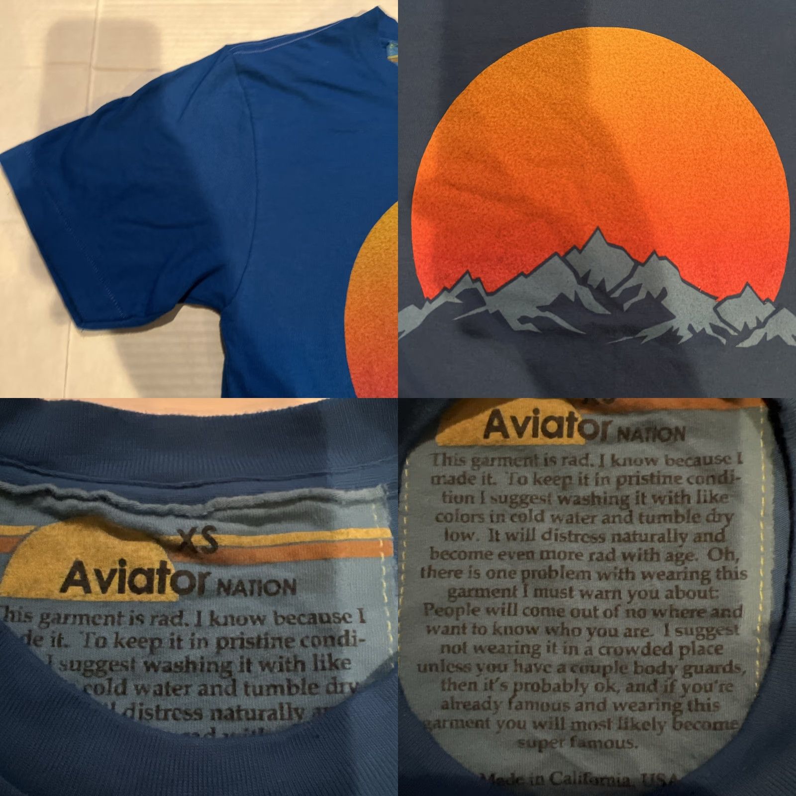 Aviator Nation VINTAGE Aviator Nation Shirt Unisex Adults XS Blue Logo Short Sleeve Crew Neck Limited Edition Rainbow Retro 2023 Size US XS / EU 42 / 0 - 8 Thumbnail
