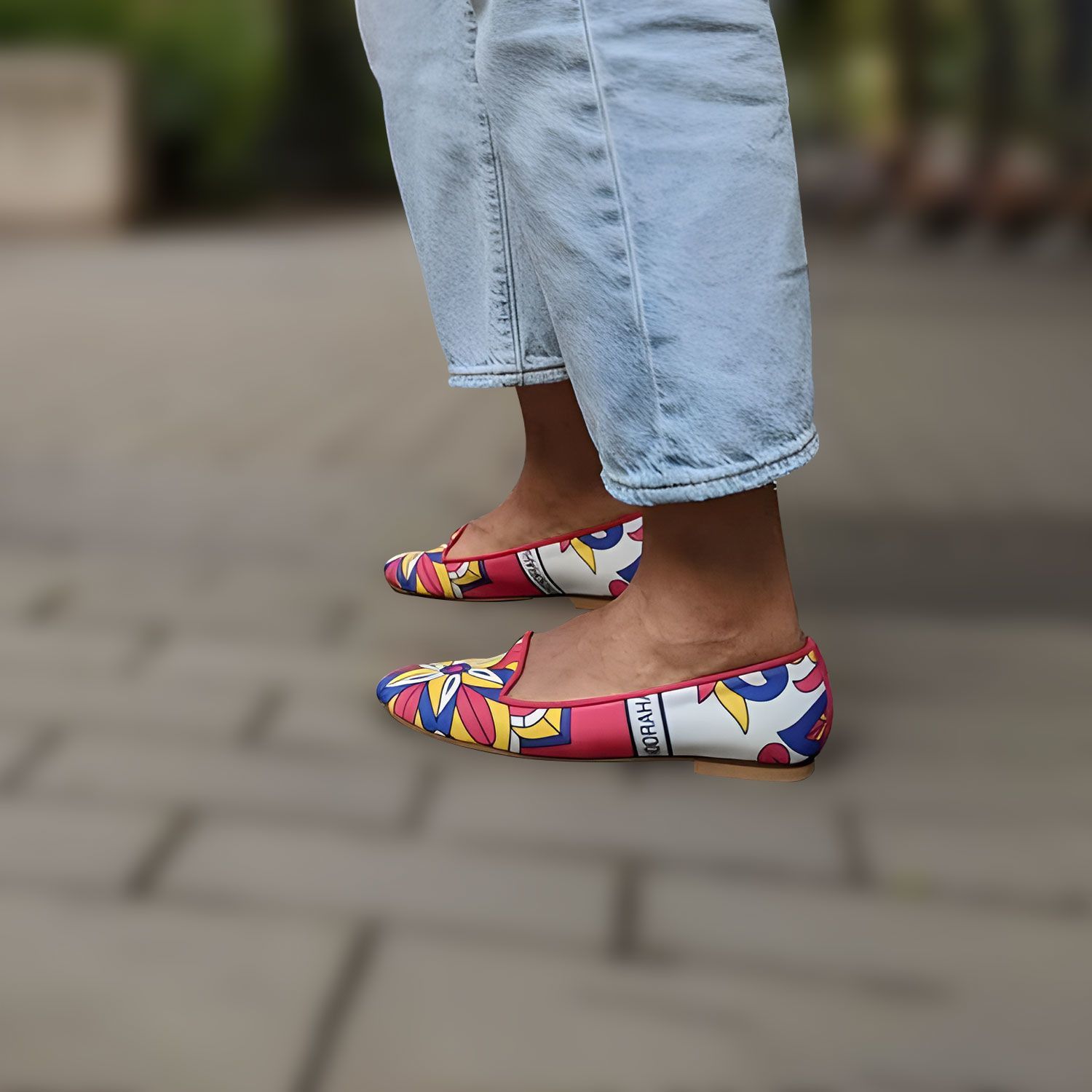 BIZU Chic Ballet Flats, Loafers - Red & Yellow Shoes, Fioretta Size US 8.5 / IT 38.5 - 3 Thumbnail