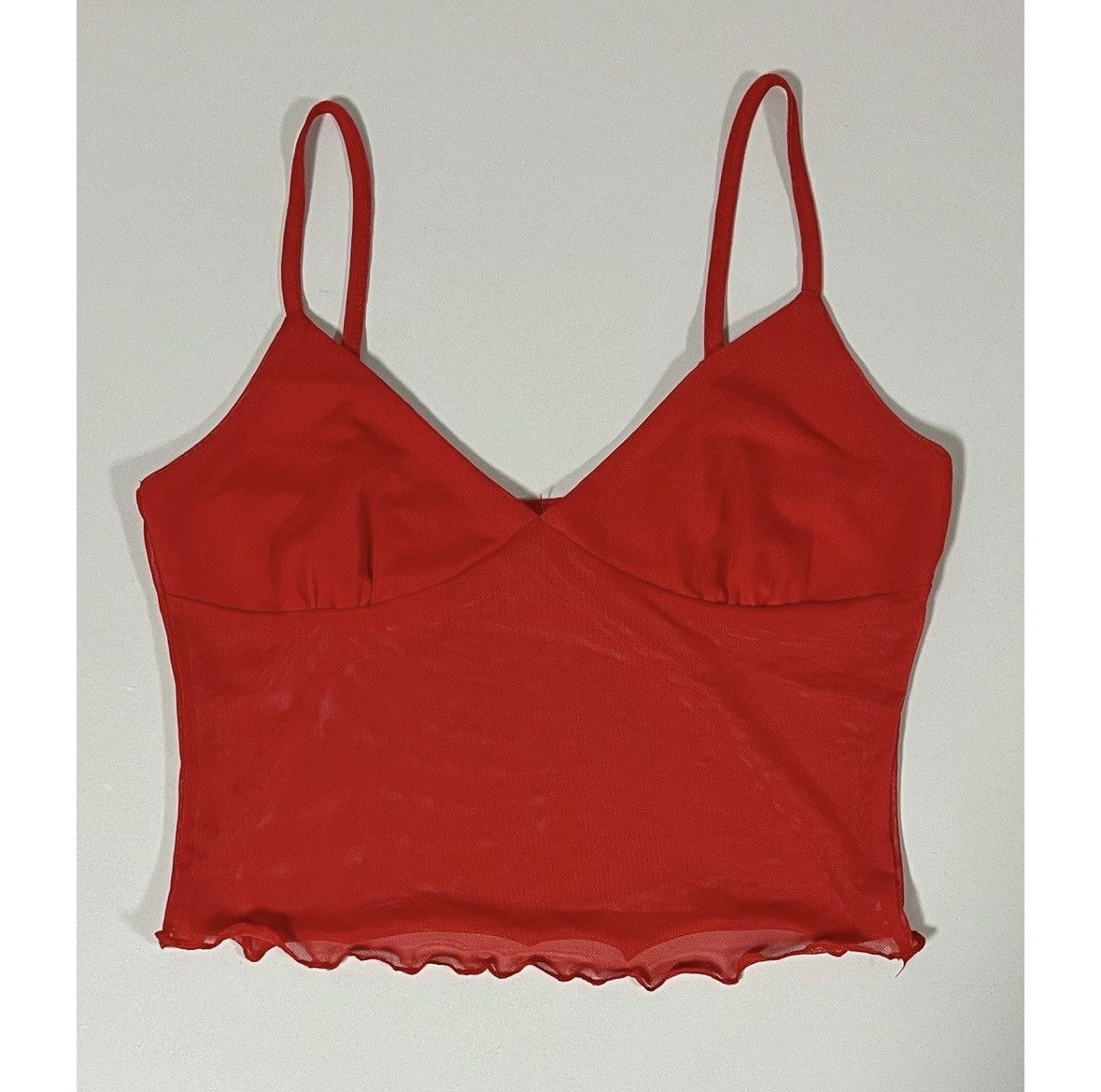 Japanese Brand Red Mesh Tank Crop Top Cami Camisole Shirt Blouse Size S ❤️ Size S / US 4 / IT 40 - 1 Thumbnail