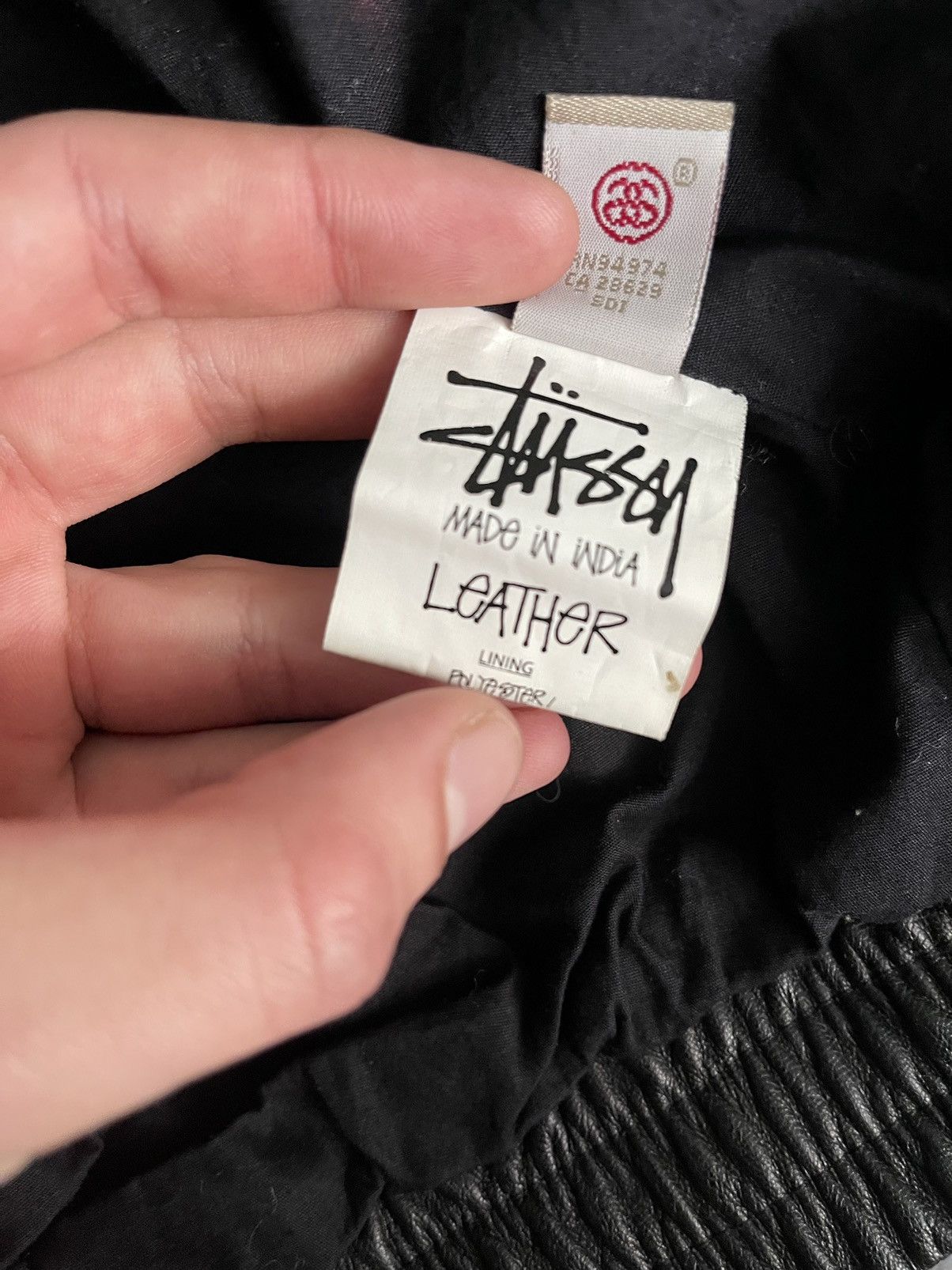 Stussy 00s vintage hooded leather jacket