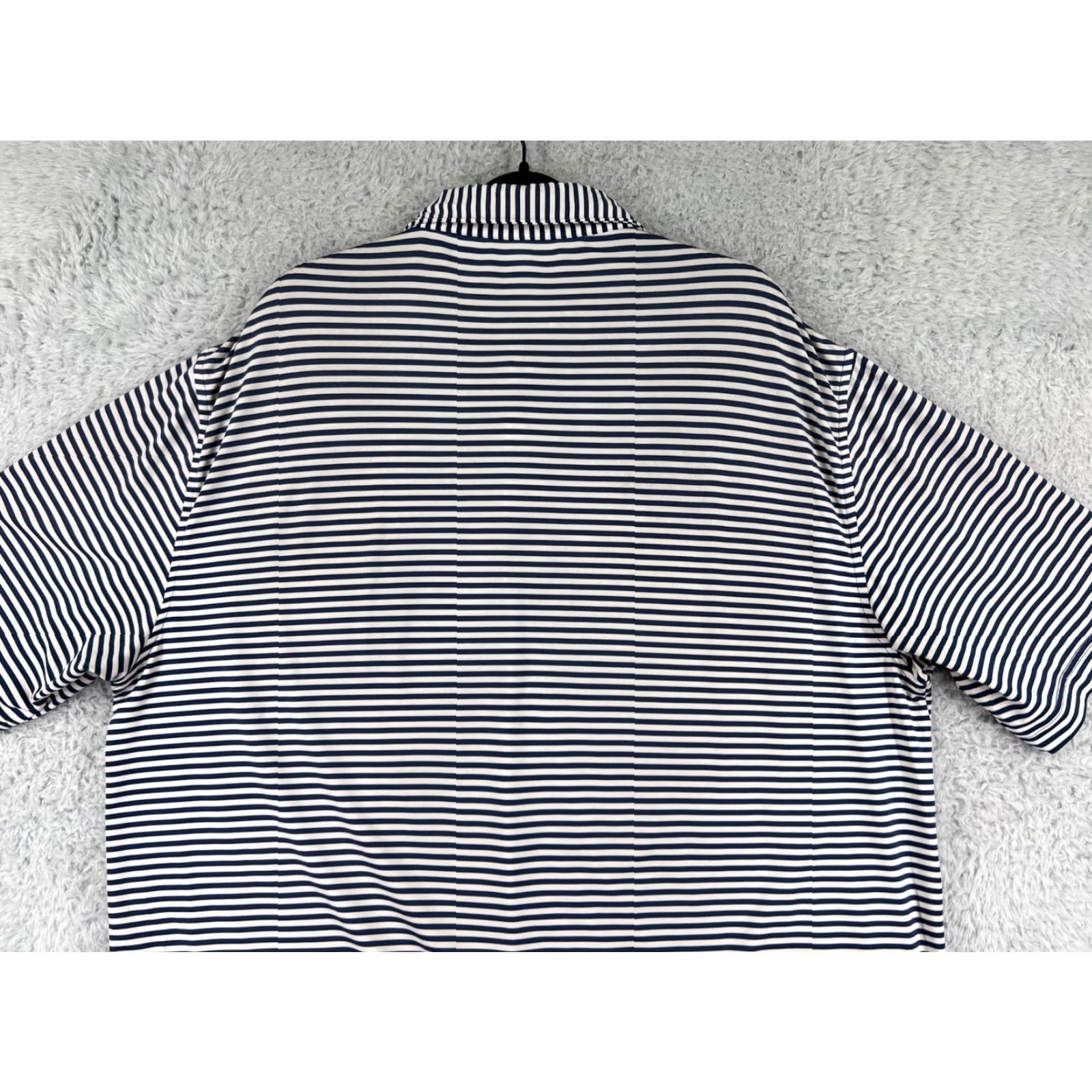 Peter Millar Peter Millar Polo Shirt Mens Large Blue White Stripe Summer Comfort Polyester Size US L / EU 52-54 / 3 - 7 Thumbnail