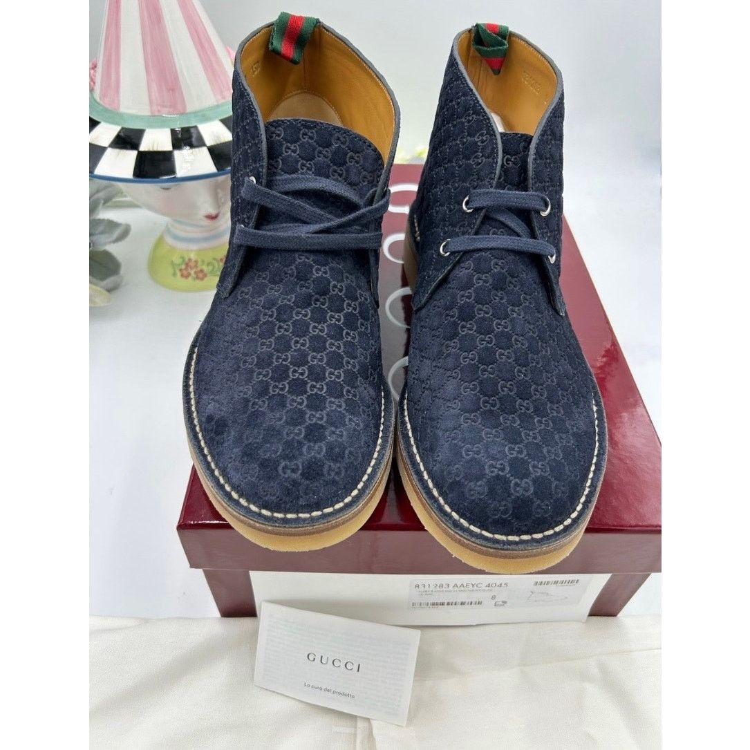 Gucci Men's Gucci MOREAU GG suede ankle boots size 8 fits 8.5 US Size US 8.5 / EU 41-42 - 5 Thumbnail