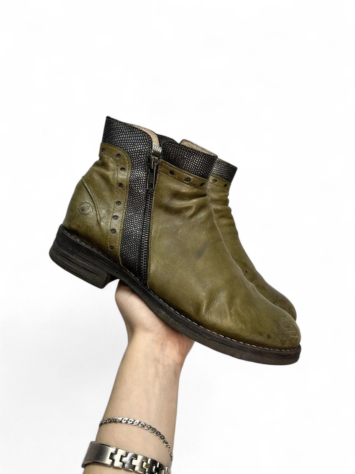 A.S.98 Vintage Casta Green Leather Boots Rare Y2K Style Size US 9 / IT 39 - 9 Thumbnail