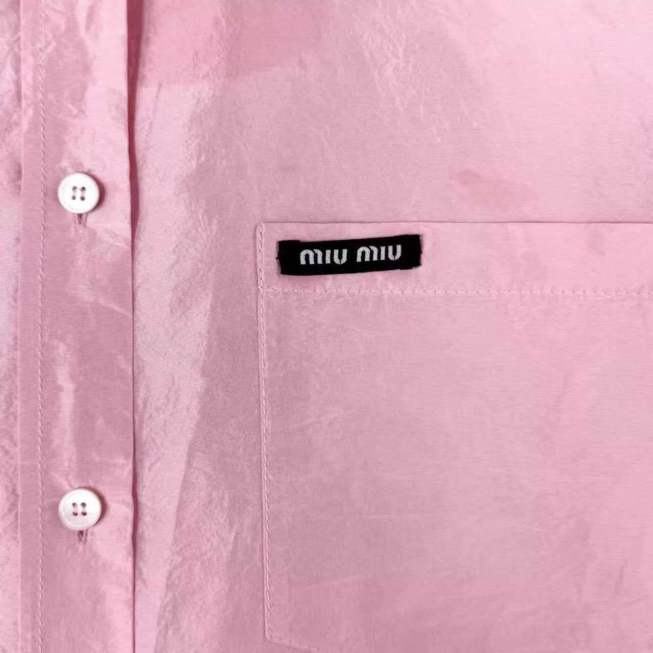 Miu Miu MIU MIU Light Pink Silk Floral Logo Short-Sleeve Size S / US 4 / IT 40 - 4 Thumbnail