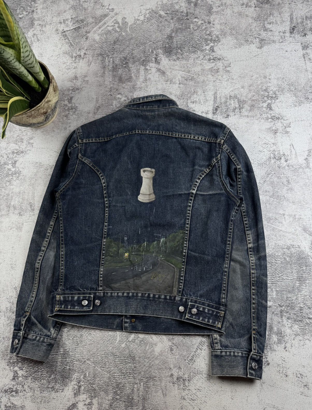 Diesel Diesel Custom 1 of 1 Chess Design Blue Men’s Medium Vintage Denim Jeans Jacket Size US M / EU 48-50 / 2 - 14 Thumbnail