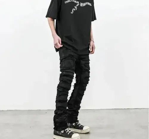Other Skinny Denim Jeans Heavy Destruction Ripped Size US 32 / EU 48 - 2 Thumbnail