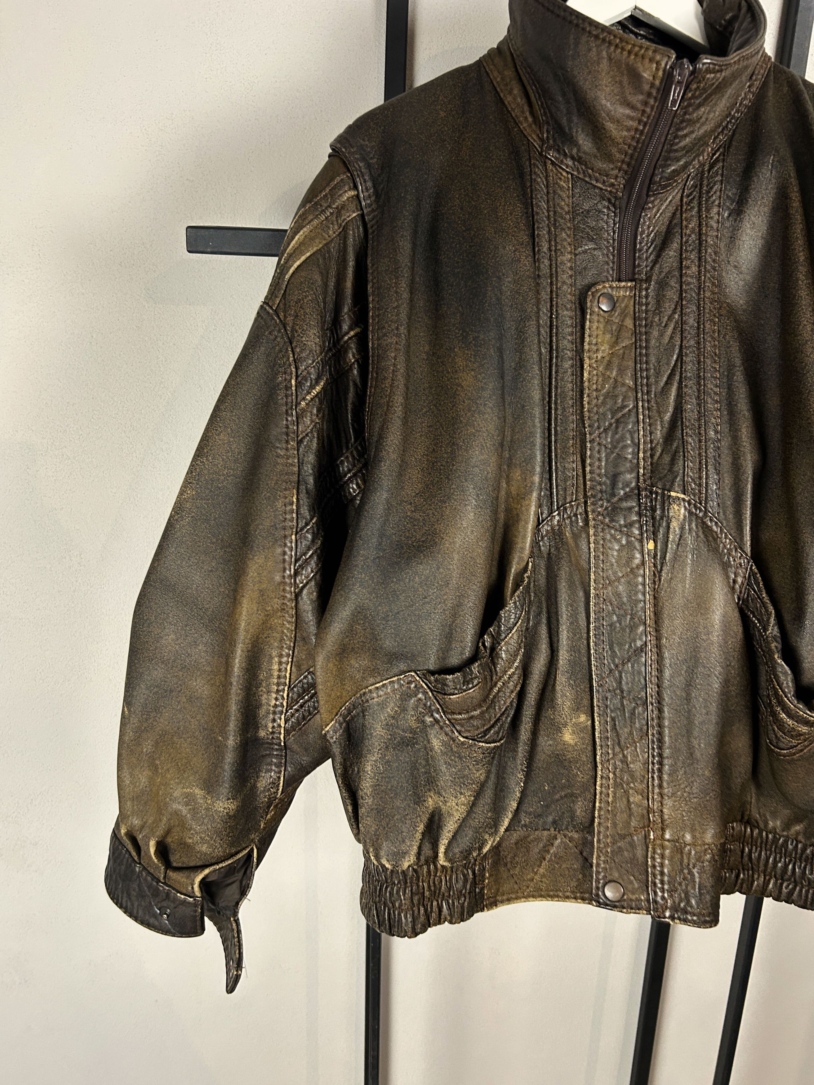 Yohji Yamamoto Y2K Distressed Leather Jacket Brown Oversized Streetwear Fit Size US L / EU 52-54 / 3 - 6 Thumbnail