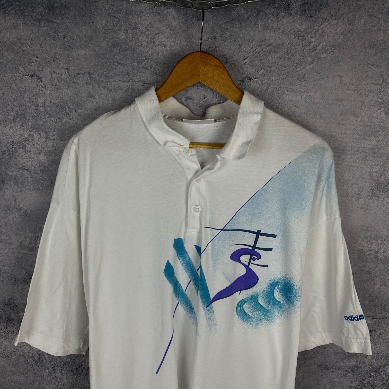 Adidas Adidas Vintage Polo Shirt Men's Size L White Short Sleeve ` Size US L / EU 52-54 / 3 - 2 Thumbnail