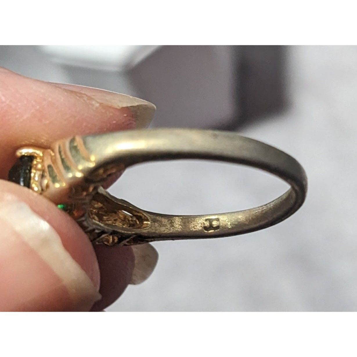 Other Elegant Mid Century Jewelry Concepts Gold Tone Ring With Gre Size ONE SIZE - 4 Thumbnail