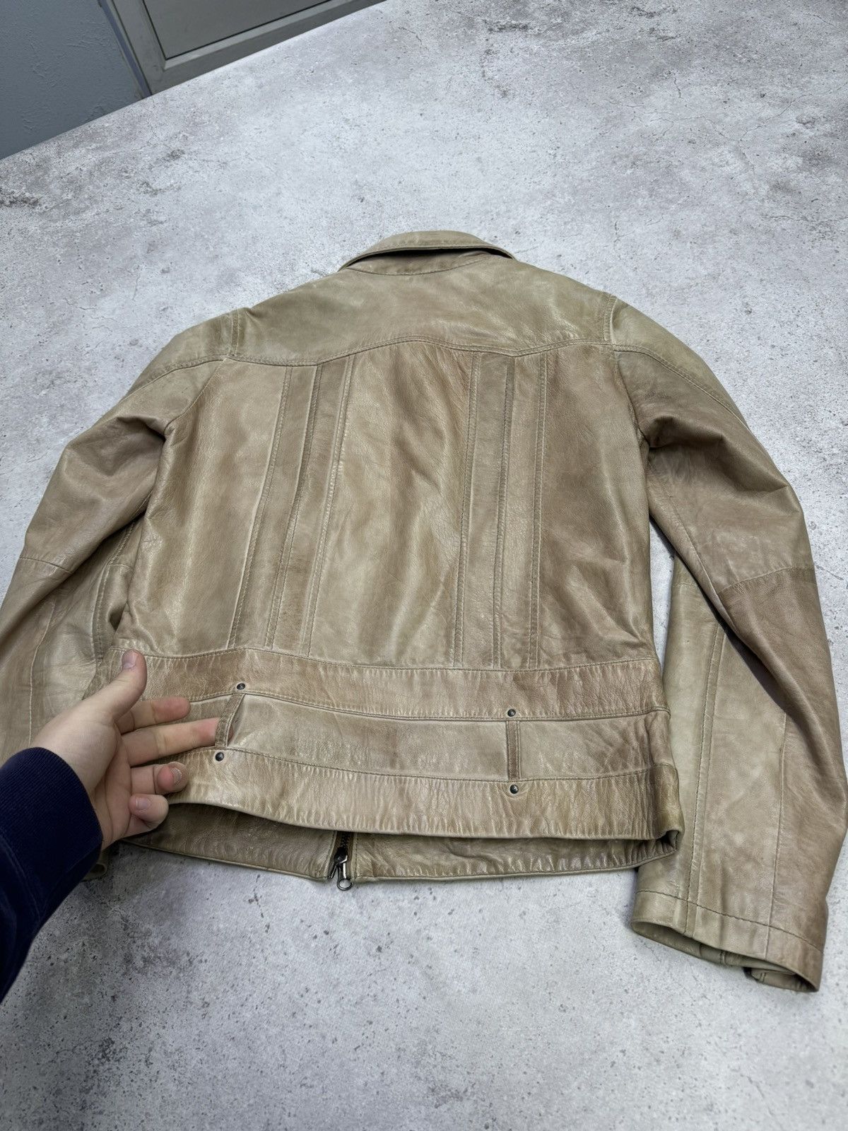 Japanese Brand Vintage 00s Leather Faded Rick Owen’s LGB Style Jacket Size US S / EU 44-46 / 1 - 5 Thumbnail