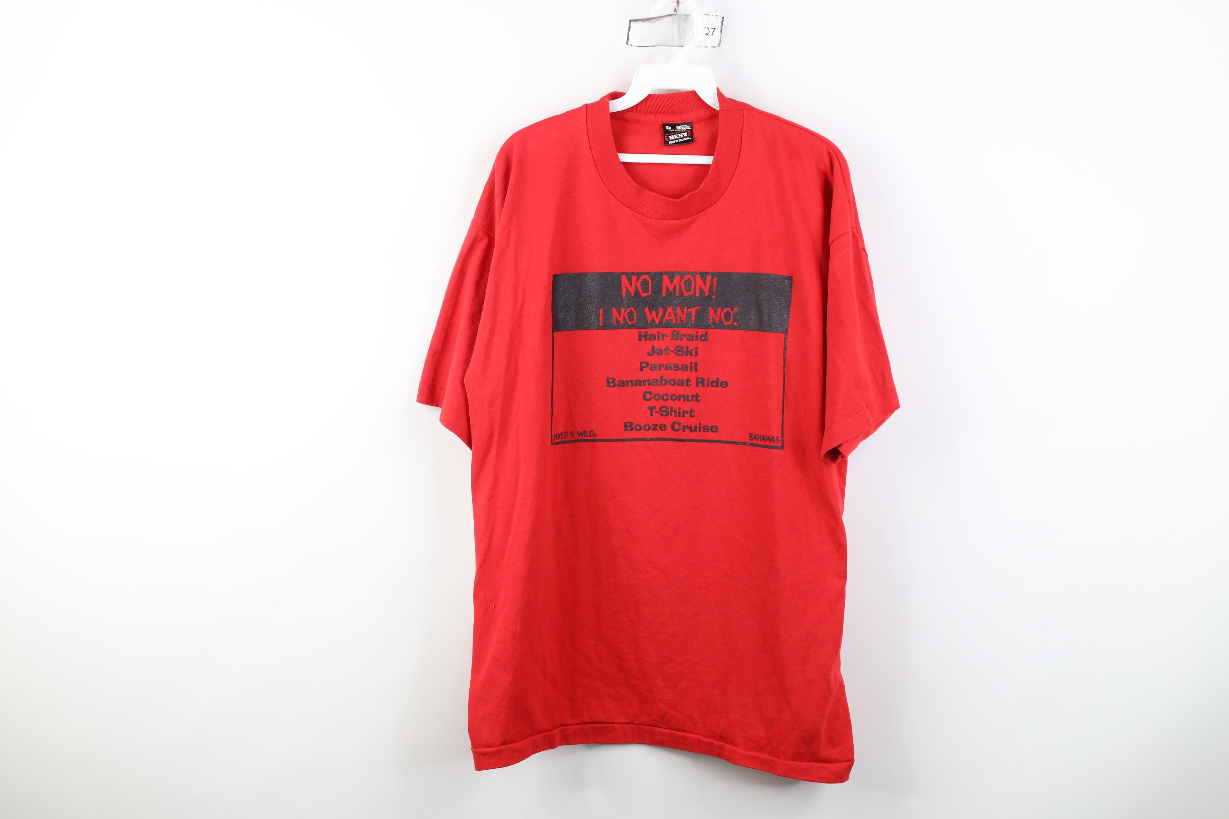 Vintage Vintage 90s Streetwear I No Want No Bahamas T-Shirt Red USA Size US XL / EU 56 / 4 - 1 Thumbnail