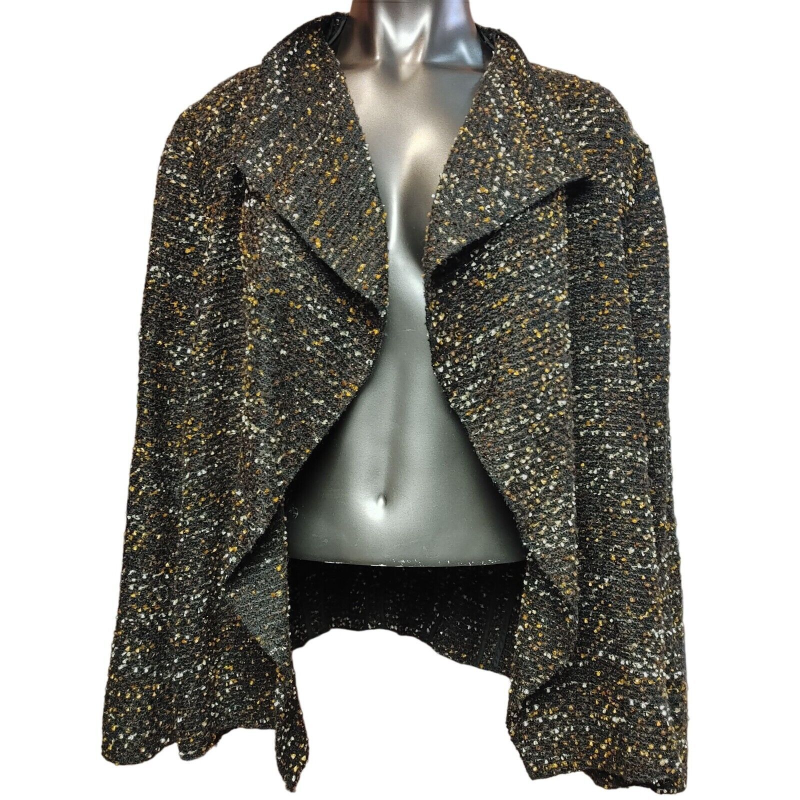 Coldwater Creek Coldwater Creek Women's Black Speckled Wool Open Front Cardi Size XL / US 12-14 / IT 48-50 - 1 Thumbnail