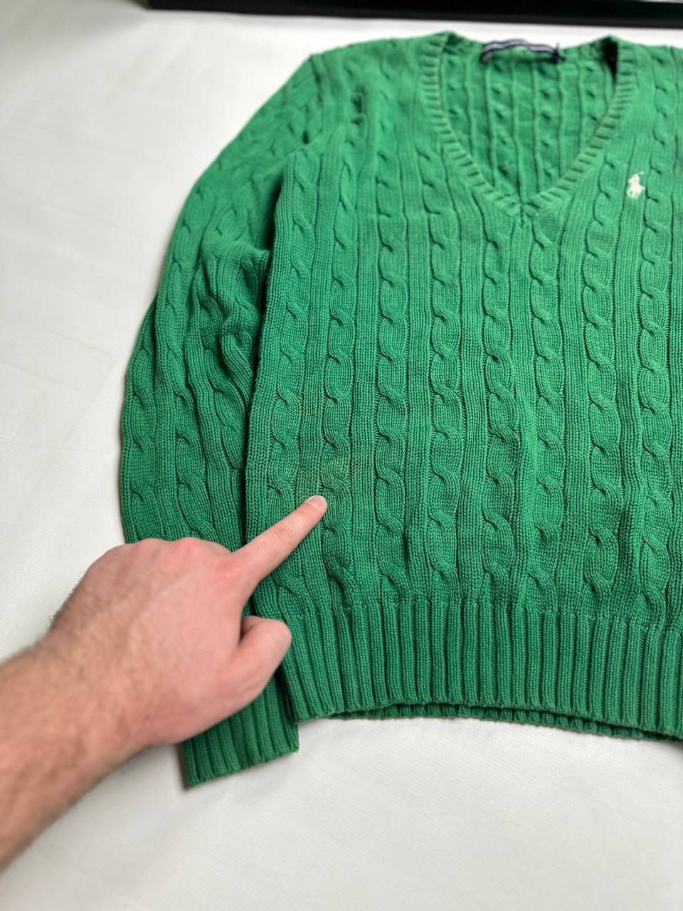 Polo Ralph Lauren Vintage Green Polo Ralph Lauren Cable Knite V neck Sweater Size M / US 6-8 / IT 42-44 - 3 Thumbnail