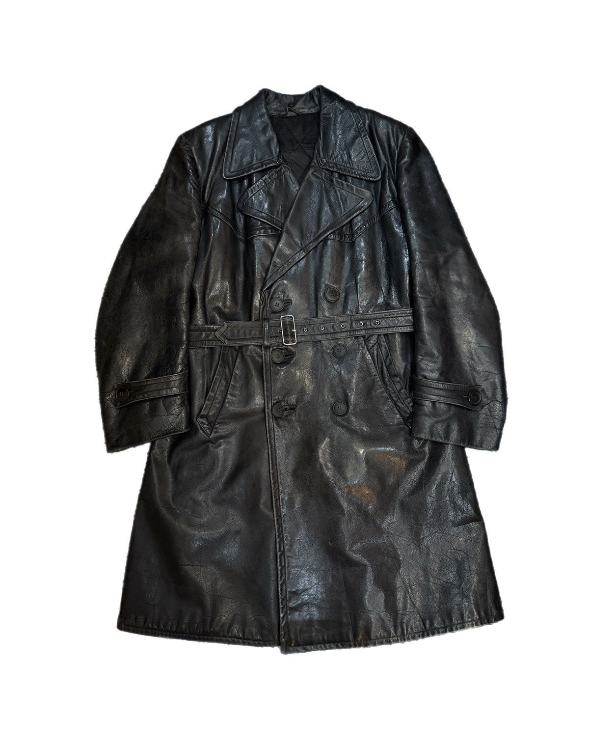Vintage Retro Military WW2 German Luftwaffe Distressed Leather Coat Size US L / EU 52-54 / 3 - 24 Thumbnail