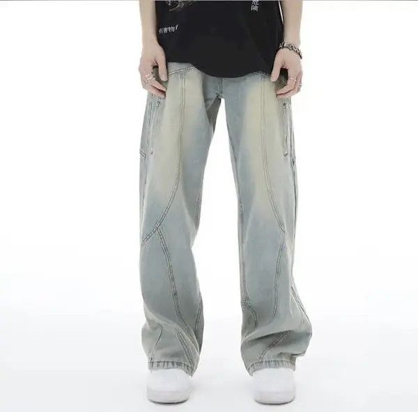 VIBE Topstitched Seam Baggy Jeans Men Size US 32 / EU 48 - 1 Thumbnail