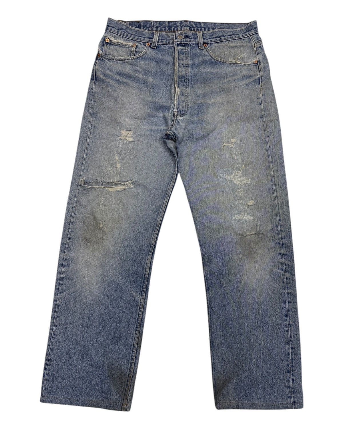 Levi's VINTAGE LEVIS 501 BUTTON 522 THRASHED DISTRESSED DENIM JEAN Size US 36 / EU 52 - 7 Thumbnail