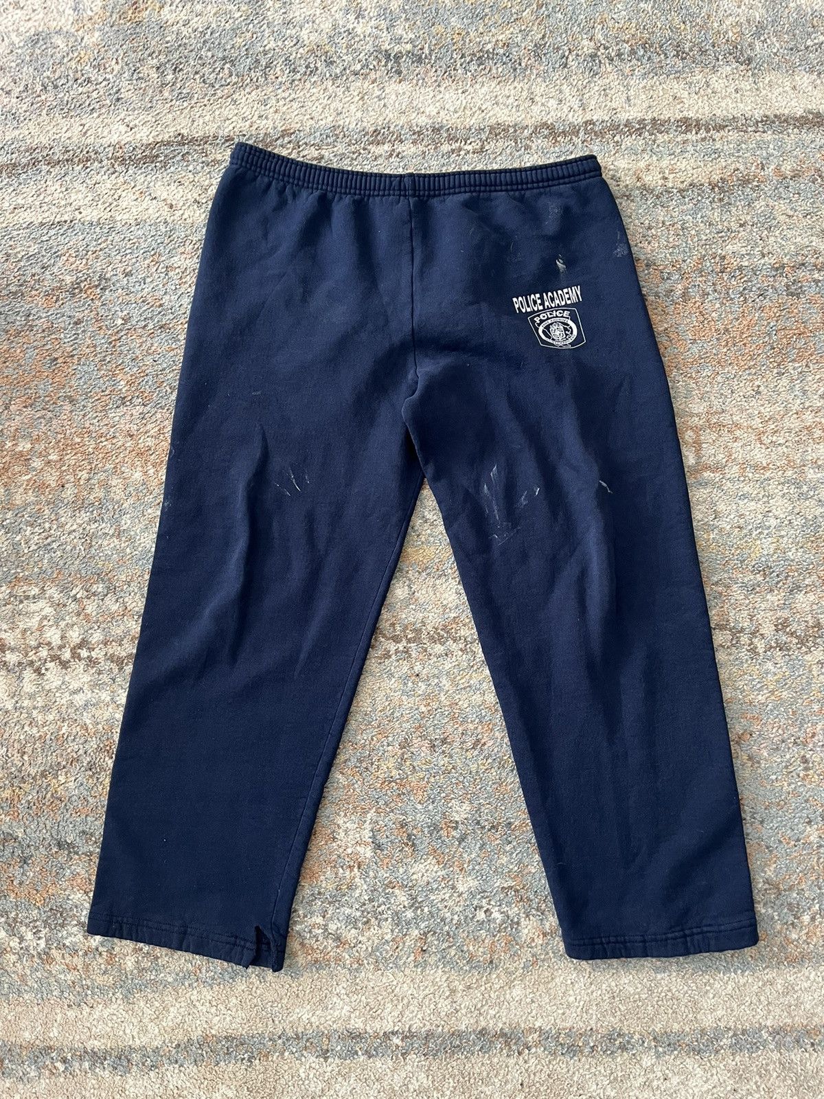 Jerzees × Vintage VTG Y2K JERZEES Police Sweatpants 2XL Navy Distressed Size US 38 / EU 54 - 1 Thumbnail