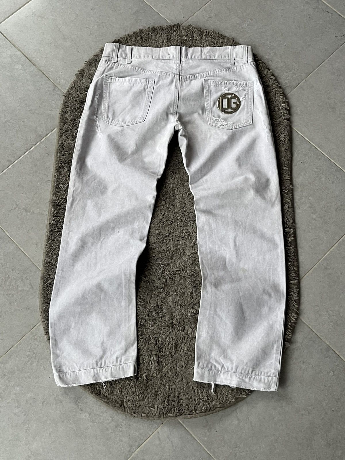 Dolce & Gabbana Vintage Pants Dolce&Gabbana White Avant Gard Luxury Size US 35 - 2 Thumbnail