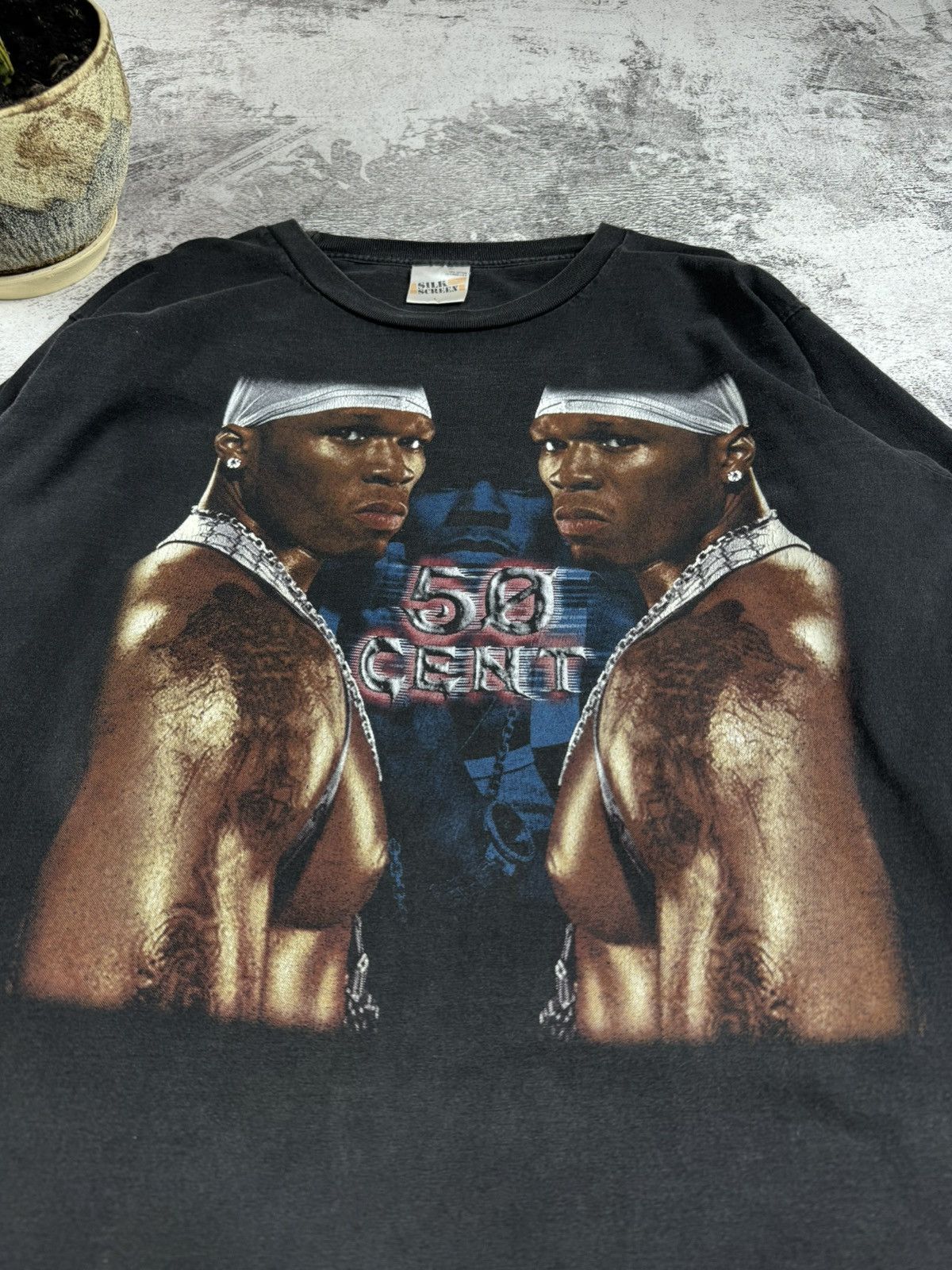 50 Cent Vintage 50 Cent Rap 90S Faded Silk Stars Longsleeve T Shirt Size US L / EU 52-54 / 3 - 12 Thumbnail
