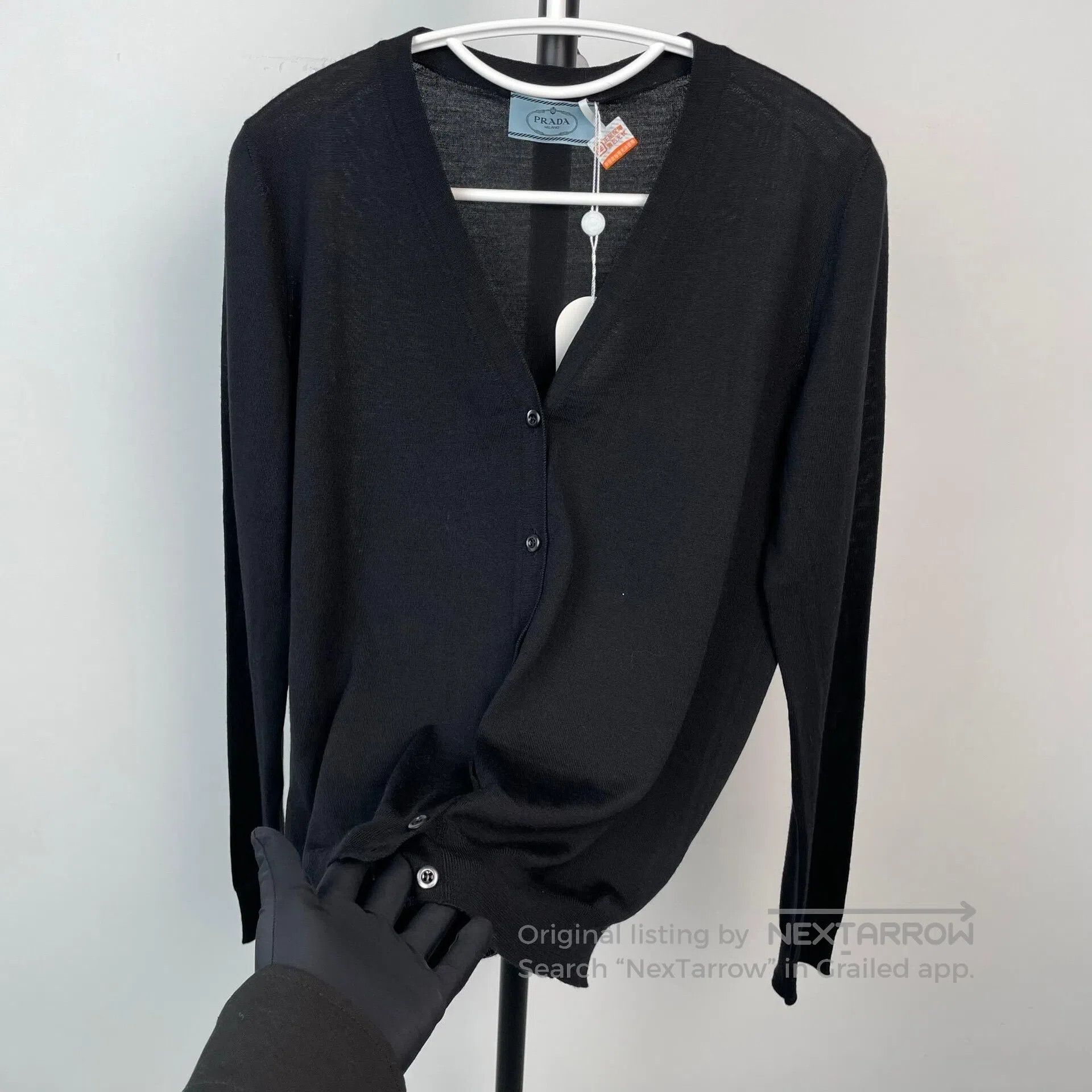 Prada Prada Black Thin Knit Cardigan Jacket| Size US S / EU 44-46 / 1 - 3 Thumbnail