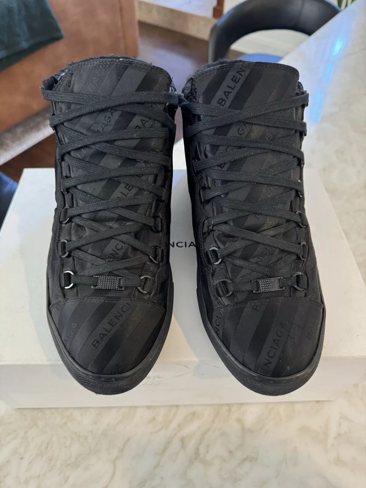 Balenciaga Balenciaga Arena Black 12 Leather High Tops Sneakers Size US 12 / EU 45 - 2 Thumbnail