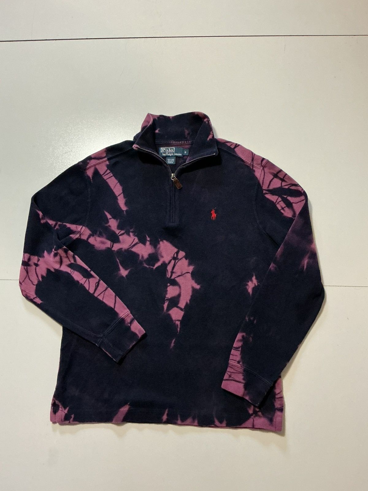 Polo Ralph Lauren VTG Polo Ralph Lauren Pony Logo Bleach Dyed 1/4 Zip Sweater Size US S / EU 44-46 / 1 - 1 Thumbnail