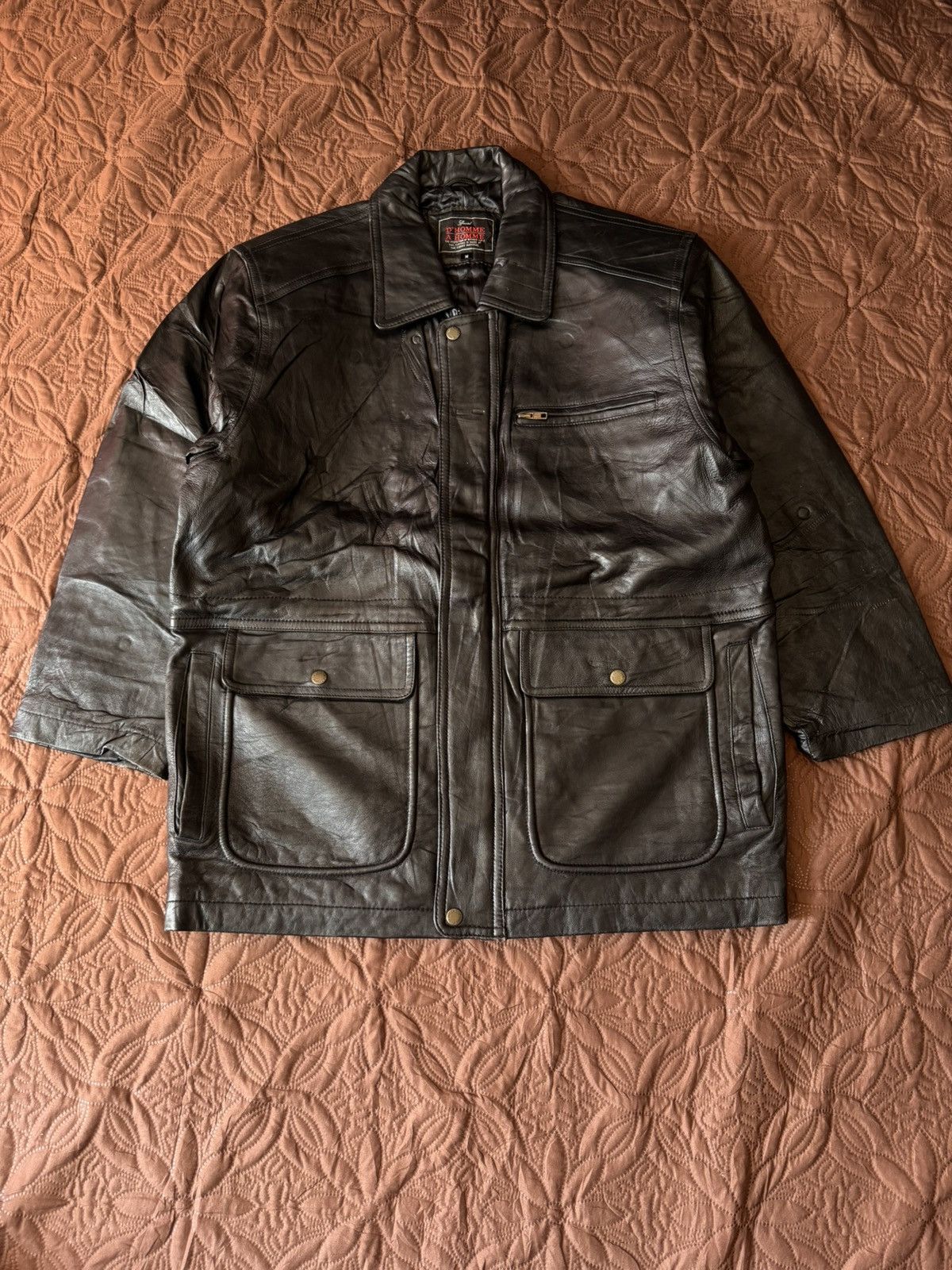 Issey Miyake VINTAGE 90s D HOMME A HOMME PARACHUTE POCKET LEATHER JACKET❗️ Size US M / EU 48-50 / 2 - 1 Thumbnail