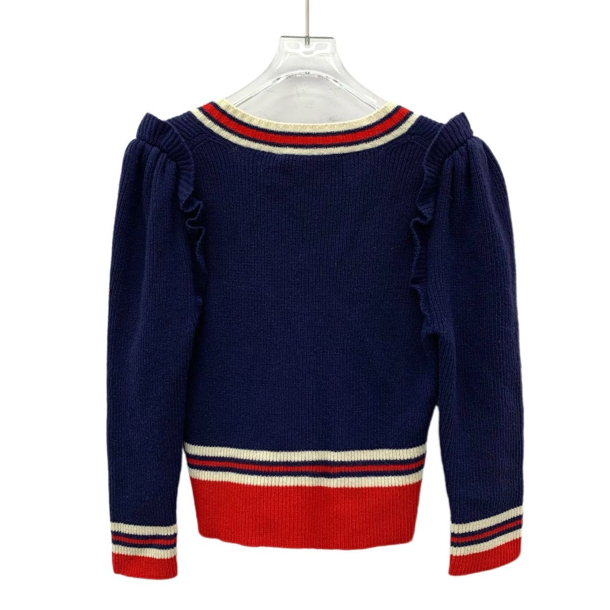 Gucci Gucci Navy Striped V-Neck Long Sleeve Knit Sweater K26WX Size M / US 6-8 / IT 42-44 - 2 Thumbnail